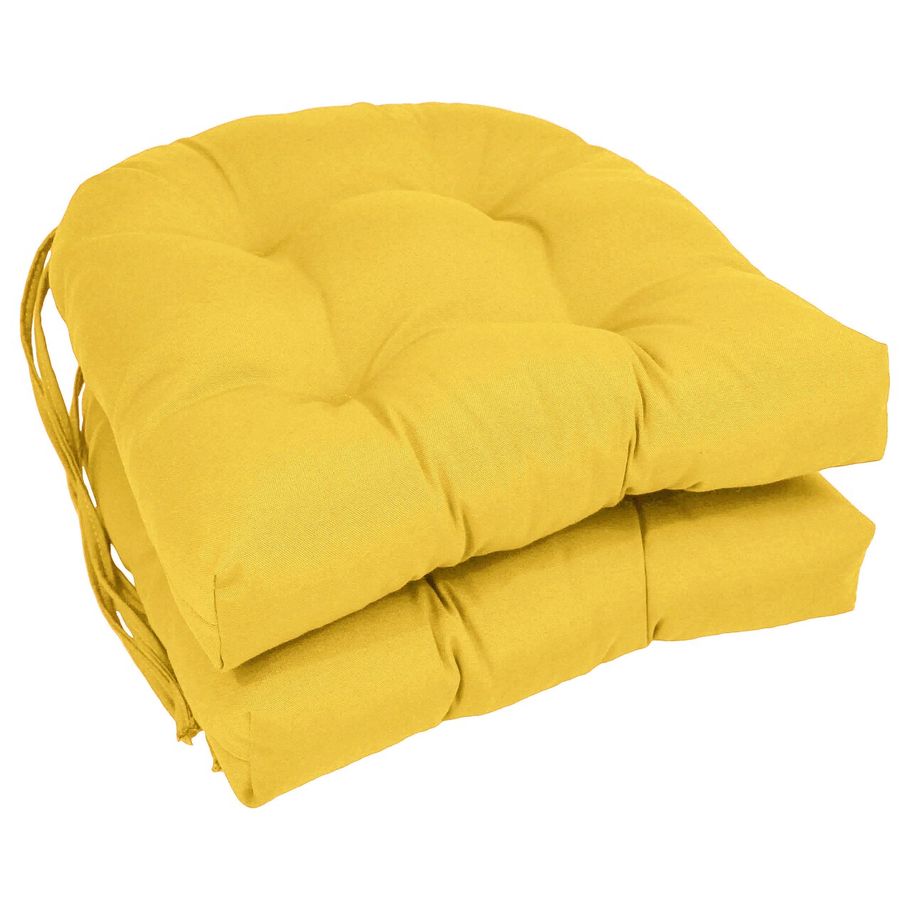 16-inch Solid Twill U-shaped Tufted Chair Cushions (Set of 2) - Sunset